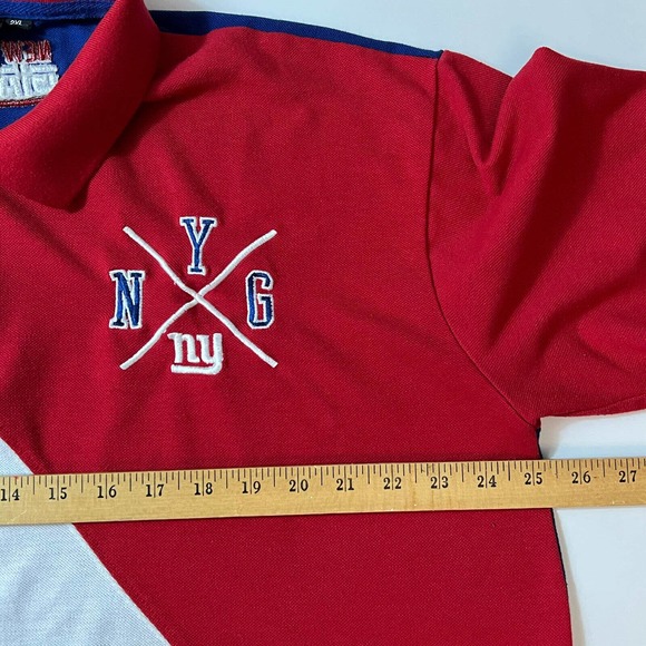 NEW YORK GIANTS Mens Polo Shirt Embroidered Striped XL NFL Football - Picture 4 of 10